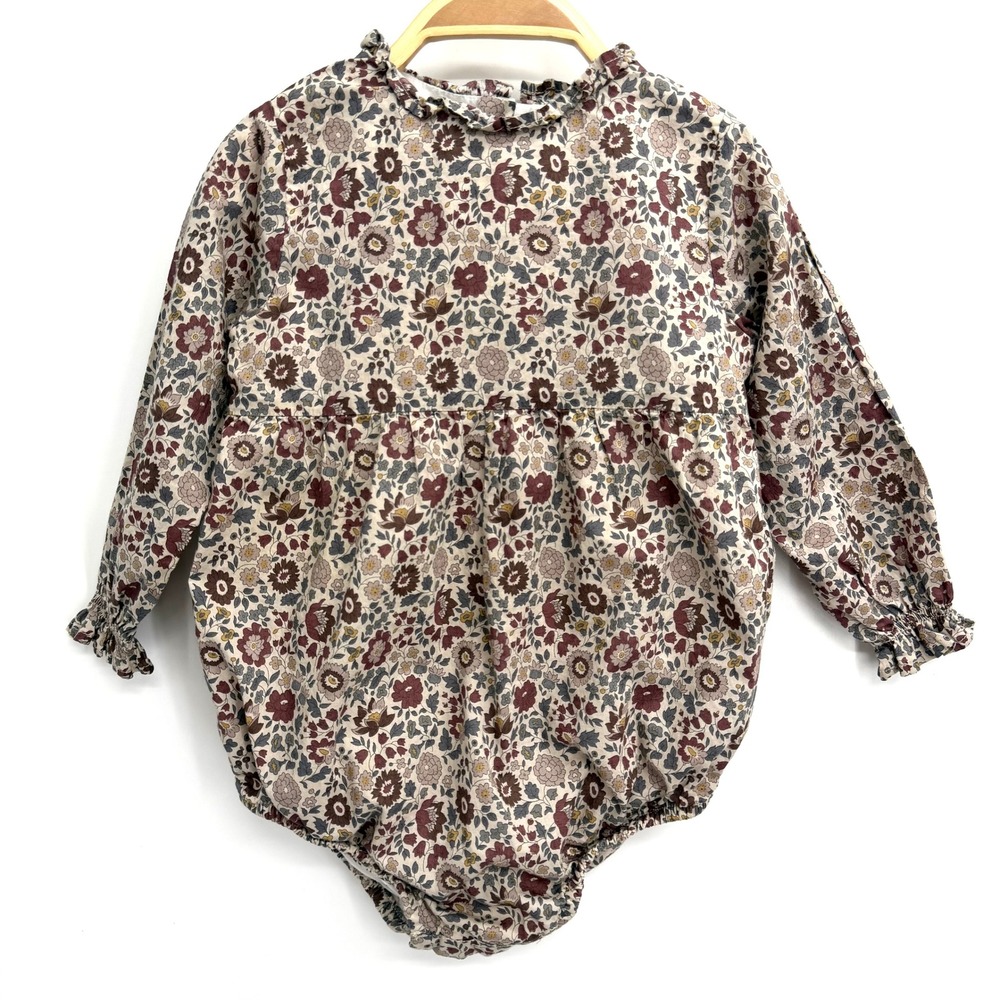 Belle Enfant Romy Floral Bubble Romper Ruffle Sz 18-24 Months Cotton Portugal